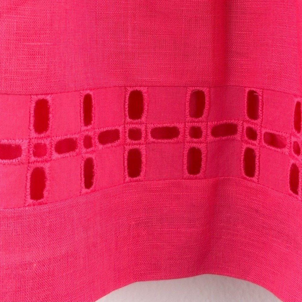 NWT Crown & Ivy Skirt Coral Pink Linen Blend Eyelet Hem Pockets Skirt 8 - Picture 6 of 9
